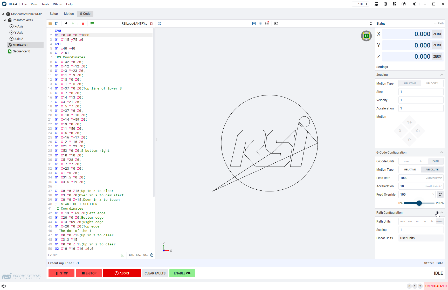 RapidSetup: G-Code UI